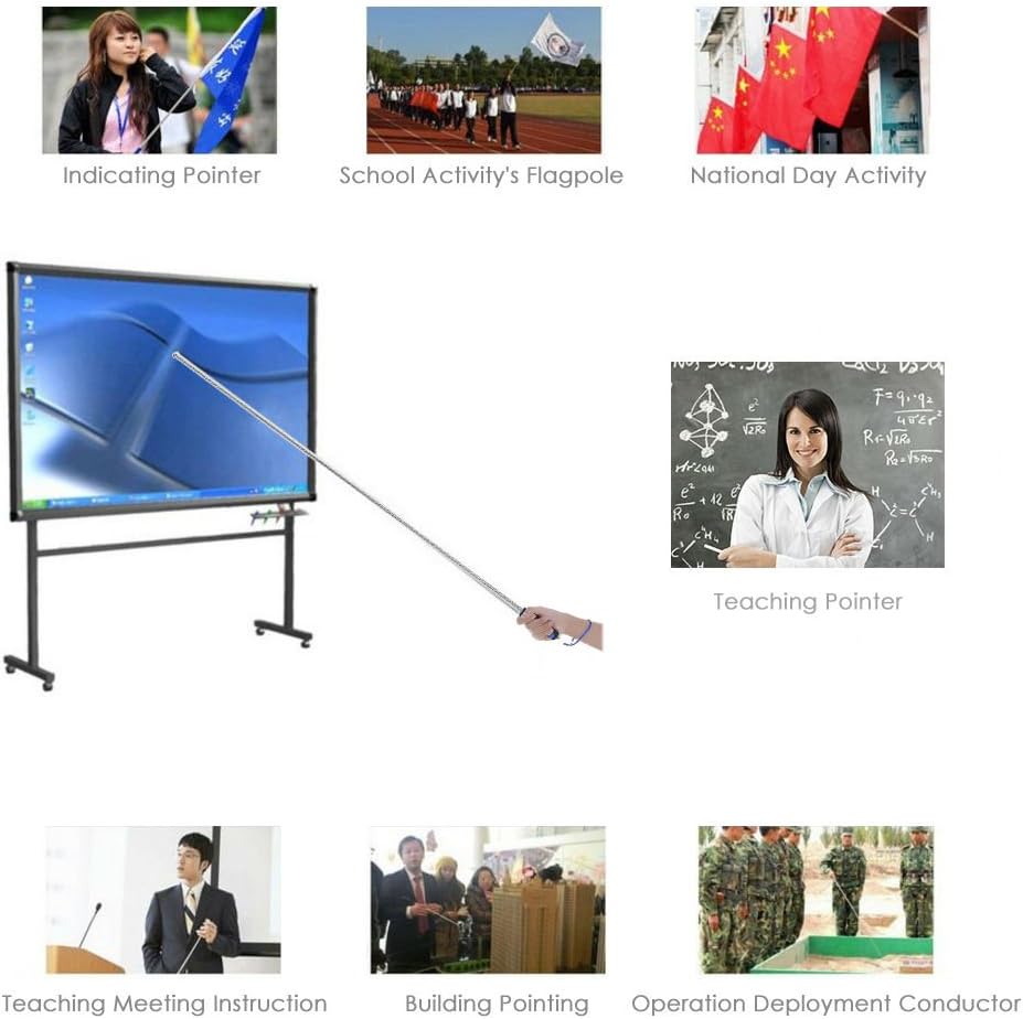 AKOAK Portable Collapsable Pole 79" Stainless Steel Telescoping Flagpole Banner Tour Guide Teachers Flag Sign with Non-slip Sponge Cover Grip Handle(Black+Green) - Image 4