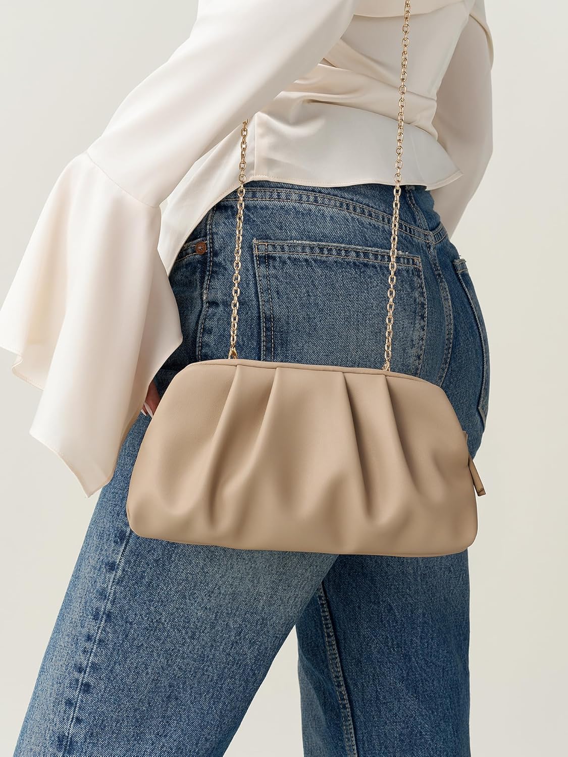 SWEETV Dressy Vegan Leather Clutch Purse for Women Formal, Soft Pleated PU Evening Clutch for Weddings, Proms, Cocktail-Gemma - Image 4