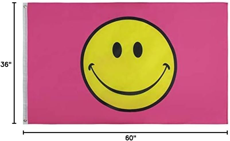 PringCor 3x5FT Flag Pink Happy Face Banner Dorm Bedroom Advertising USA - Image 6