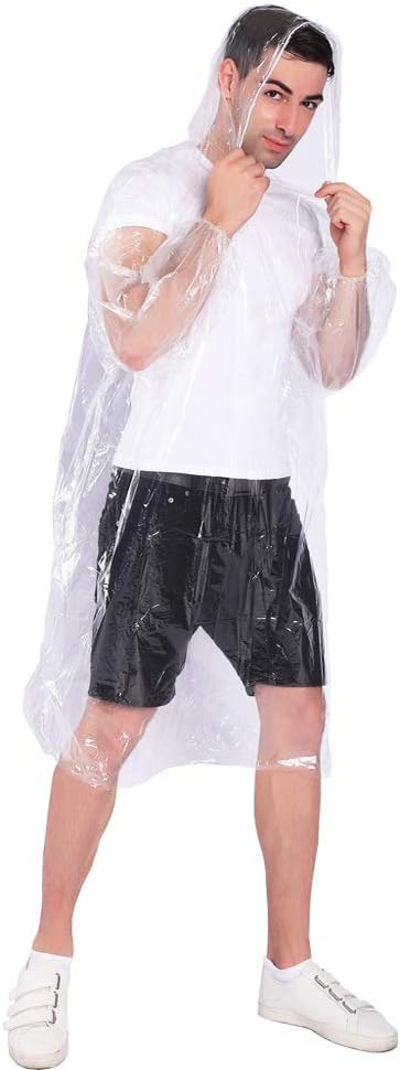 Rain Ponchos,with Drawstring Hood (10 Pack) Emergency Disposable Rain Ponchos Family Pack for Adults,Clear - Image 4