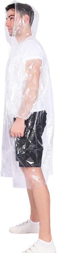 Rain Ponchos,with Drawstring Hood (10 Pack) Emergency Disposable Rain Ponchos Family Pack for Adults,Clear - Image 5