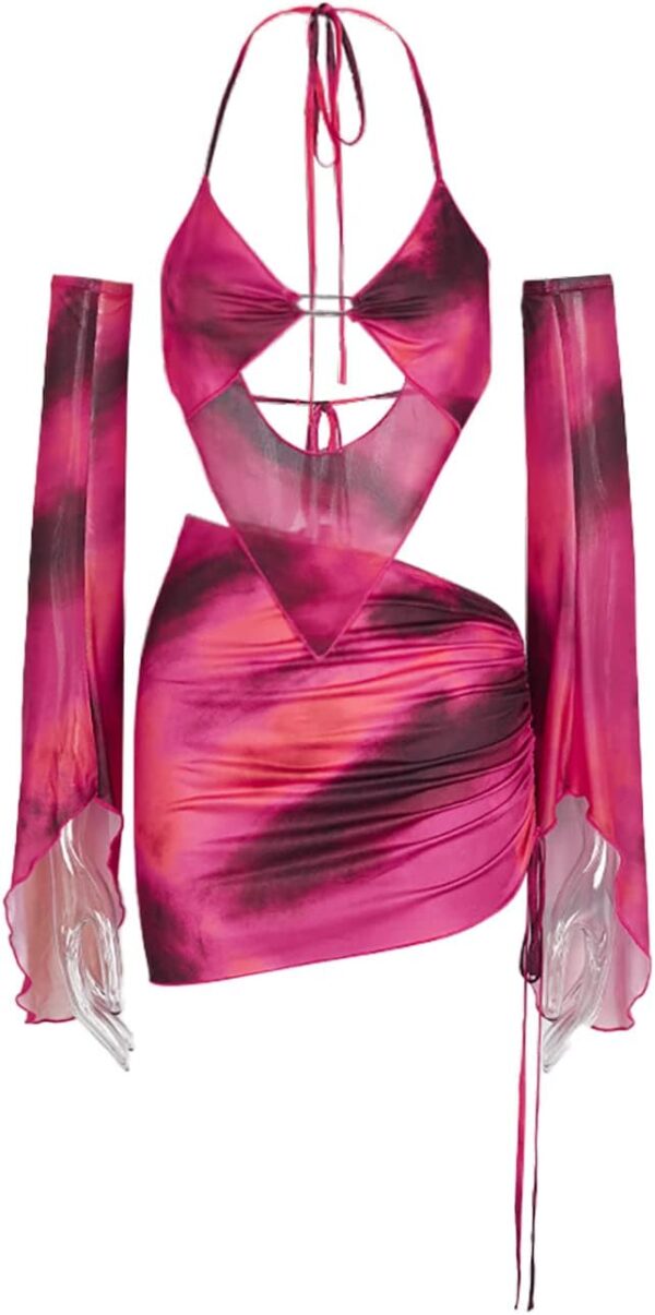 CAPE CLIQUE Rave Outfits for Womens Festival Sexy Y2K 2 Piece Outfits Summer Long Sleeves Birthday Party Clubwear