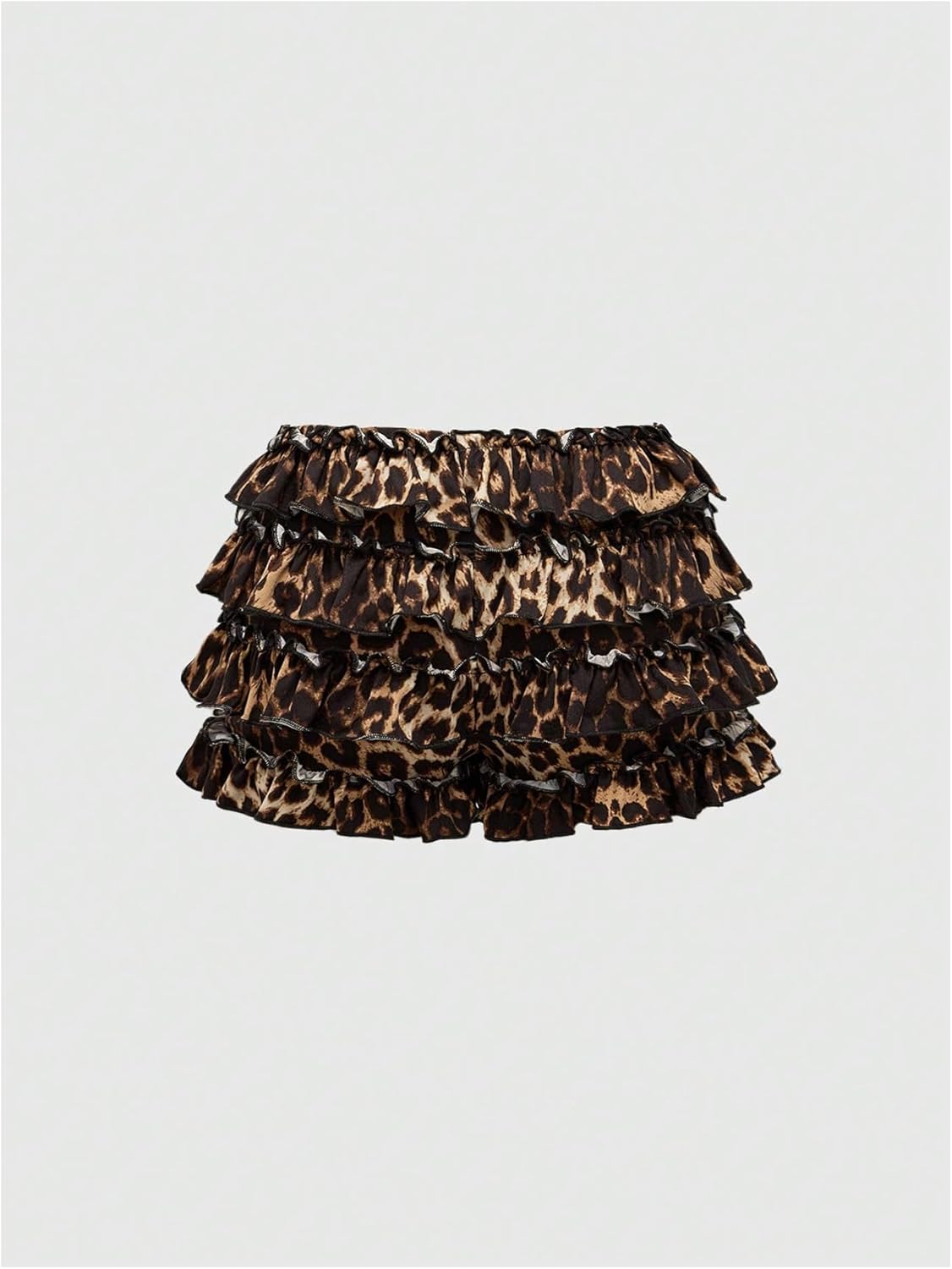 SweatyRocks Women's Y2K Skirts Sets Leopard Print Lace Halter Top and Layered Mini Skirt 2 Piece Outfit - Image 4