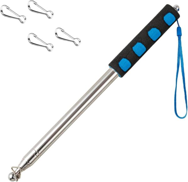 8.2FT Telescopic Handheld Flagpoles with Clips Portable Flag Pole Lightweight Extendable Tour Guide Stainless Steel Banner Flag Pole Pointer for Teachers with Anti-Slip Grip (Blue)