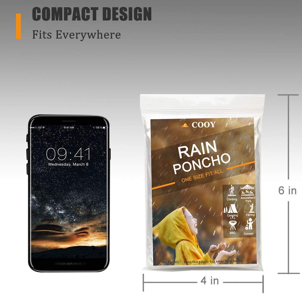 Rain Ponchos,with Drawstring Hood (10 Pack) Emergency Disposable Rain Ponchos Family Pack for Adults,Clear - Image 2
