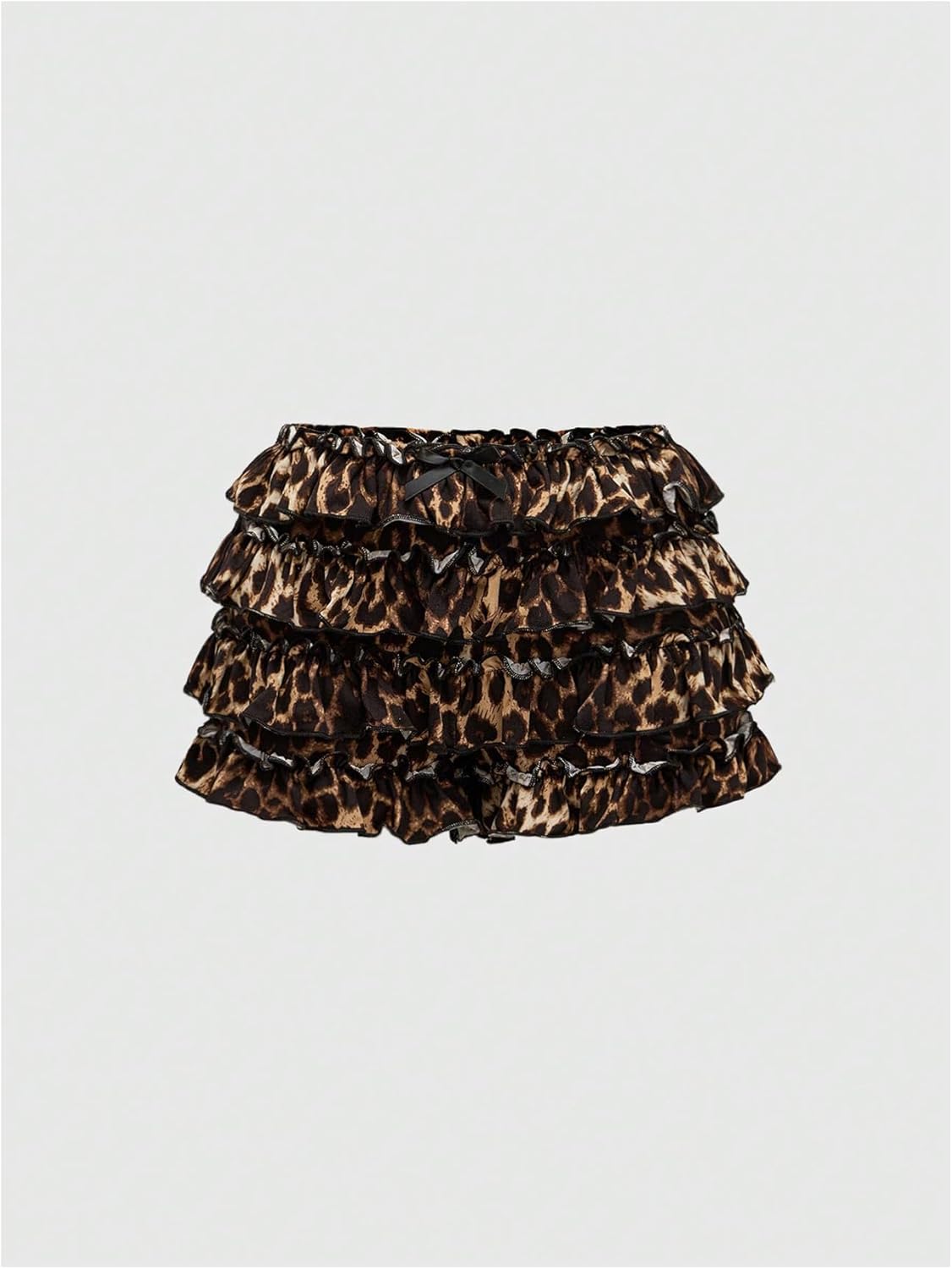 SweatyRocks Women's Y2K Skirts Sets Leopard Print Lace Halter Top and Layered Mini Skirt 2 Piece Outfit - Image 6