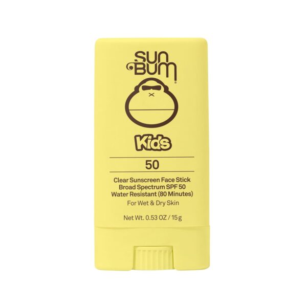 Sun Bum Kids SPF 50 Clear Face Stick Sunscreen – Wet or Dry Skin Application Broad Spectrum Sunscreen with Vitamin E – Hawaii 104 Act Compliant (Without Octinoxate & Oxybenzone) – Travel Size 0.53 oz