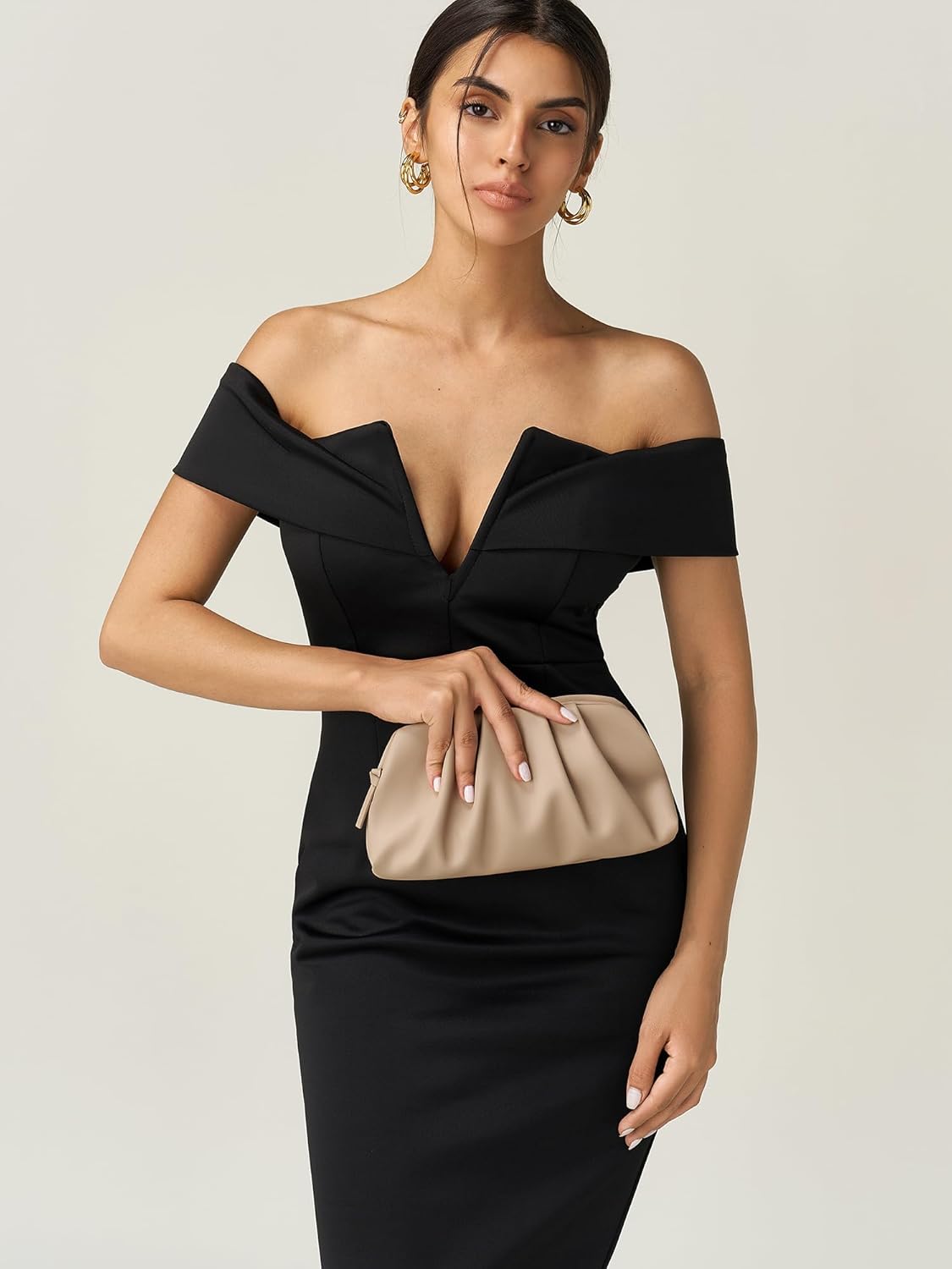 SWEETV Dressy Vegan Leather Clutch Purse for Women Formal, Soft Pleated PU Evening Clutch for Weddings, Proms, Cocktail-Gemma - Image 6