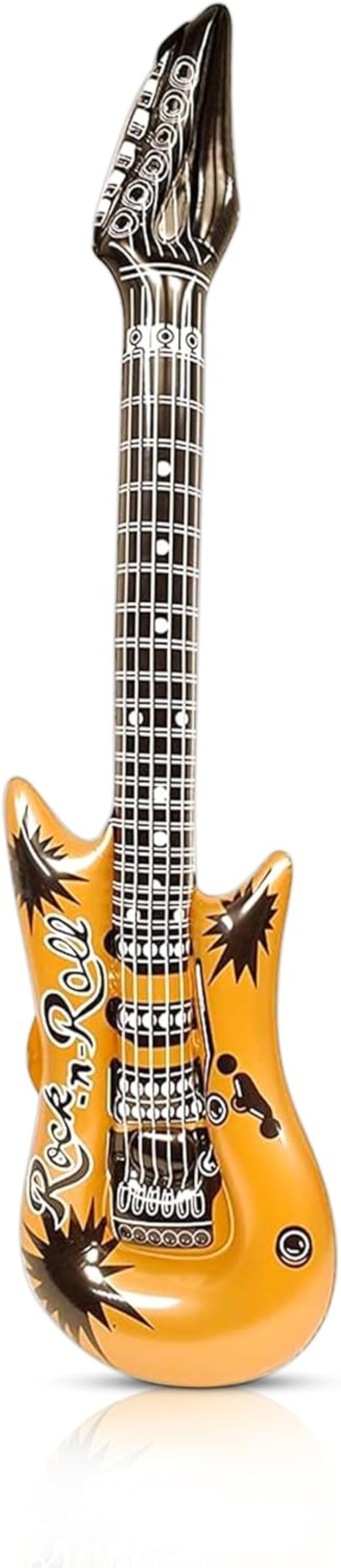 Gold Inflatable Guitar | Blow Up Guitar | Inflatable Guitars Prop | Music Party Decorations | Blow Up Musical Instrument | 37 Inches | Gold