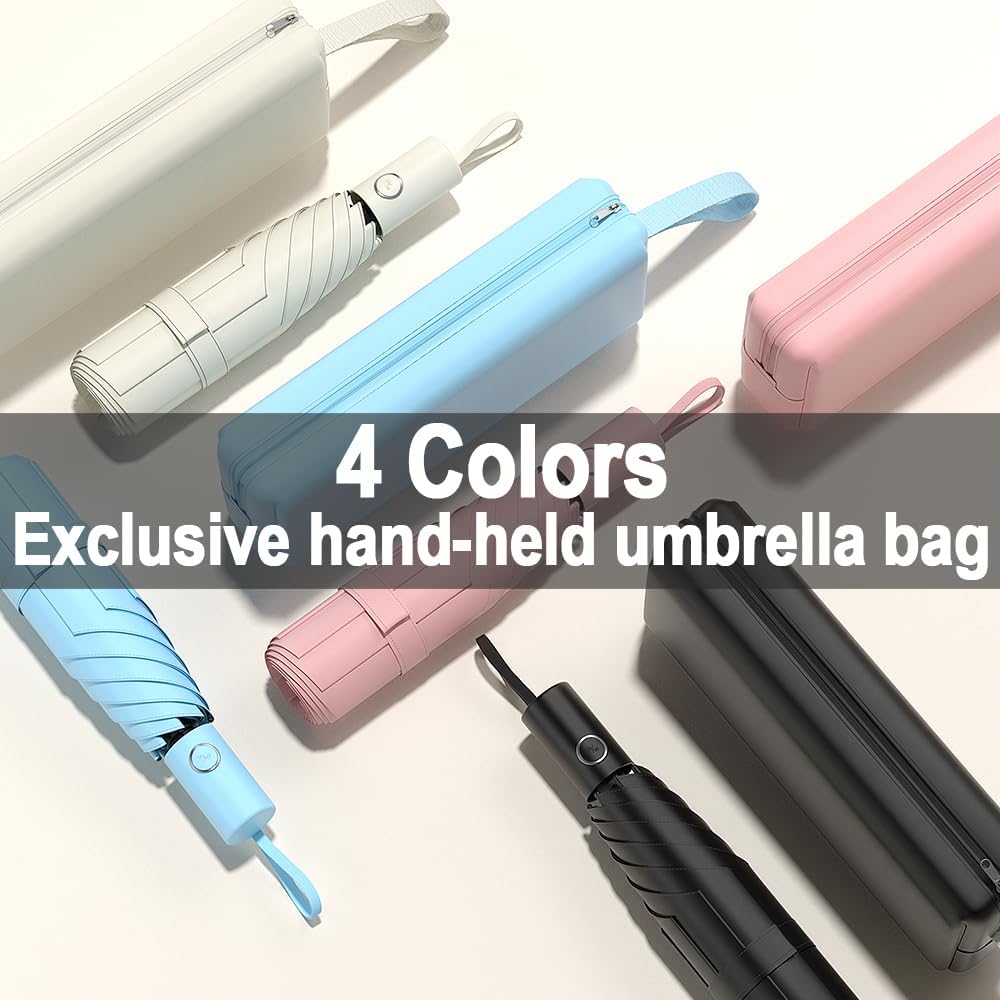 Automatic Mini Travel Windproof Folding Umbrella - UV Protection, Instant Open/Close for Rain/Sun, Small Compact Lightweight Design Fits in Tote Bag/Travel Case/Backpack for Commute,Women&Men - Image 8