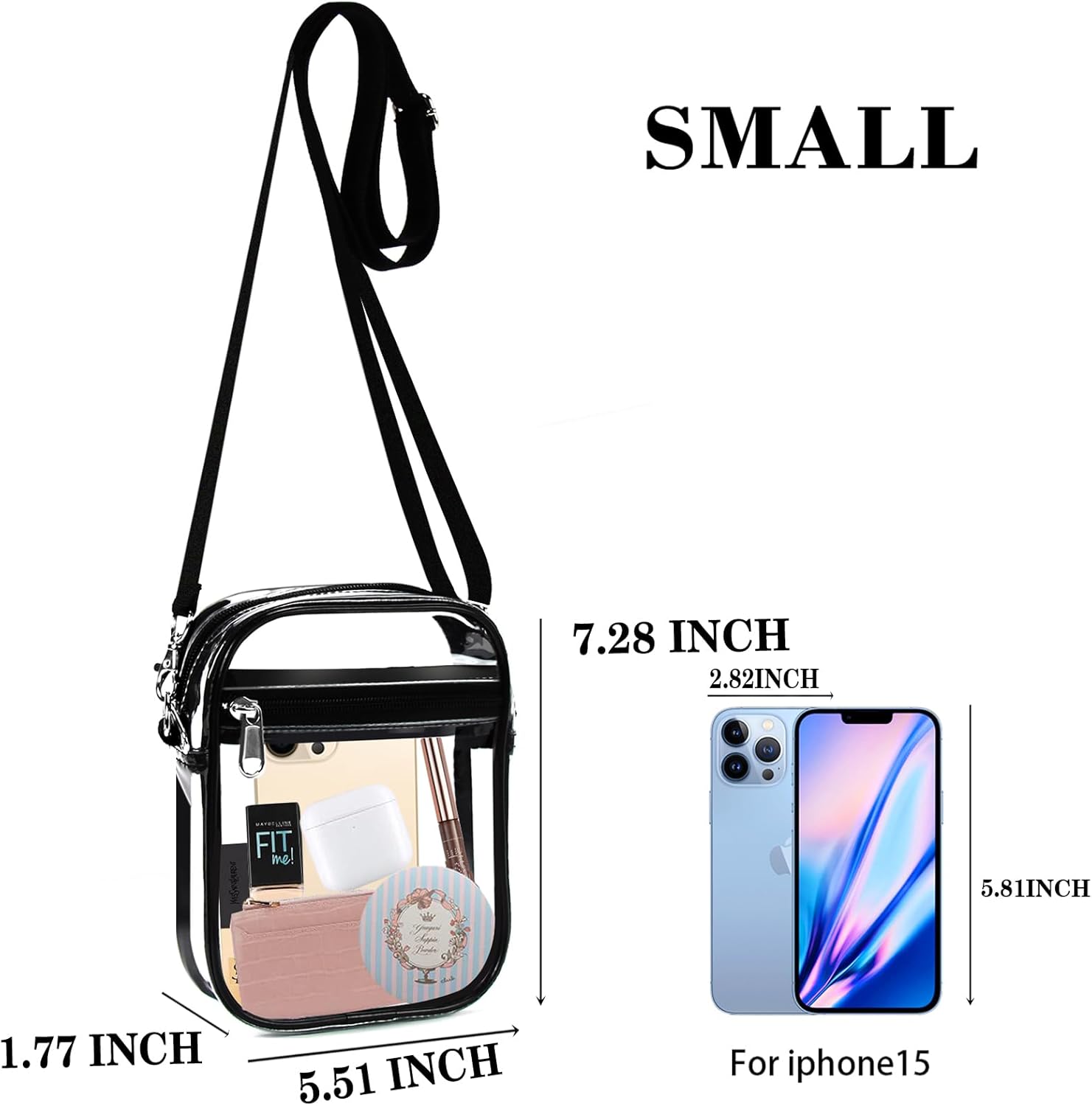 Fibrdoo Clear Crossbody Purse Bag, Clear Bag Stadium Approved with Front Pocket for Concerts Sports Festivals - Image 3