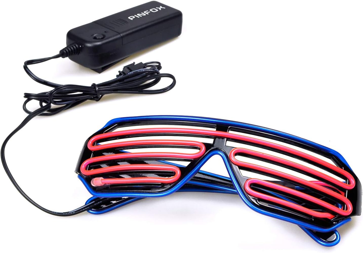 Light Up Flashing Shutter Neon Rave Glasses El Wire LED Sunglasses Glow DJ Costumes For Party, 80s, EDM RB03 (Blue - Pink) - Image 5