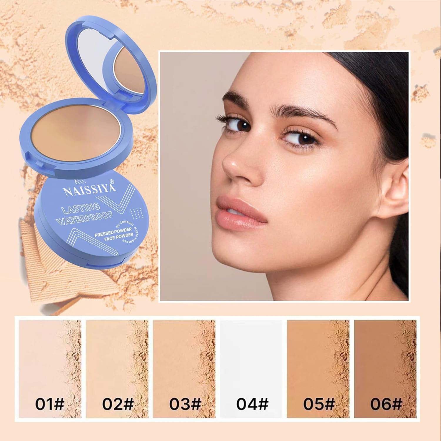 Oil Control Face Pressed Powder,Matte Smooth Flawless Setting Powder Makeup,Waterproof Long Lasting Finishing Powder,Cruelty Free Lightweight Face Cosmetics,0.35Oz (#2-NATURAL BEIGE) - Image 6