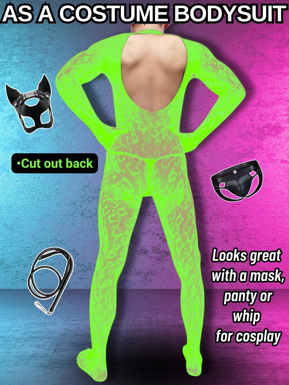 Rave Outfits For Men, Festival Party Clubwear, Leopard One Piece Full Lace Jumpsuit, Sexy Lingerie Costume Bodysuit - Image 3