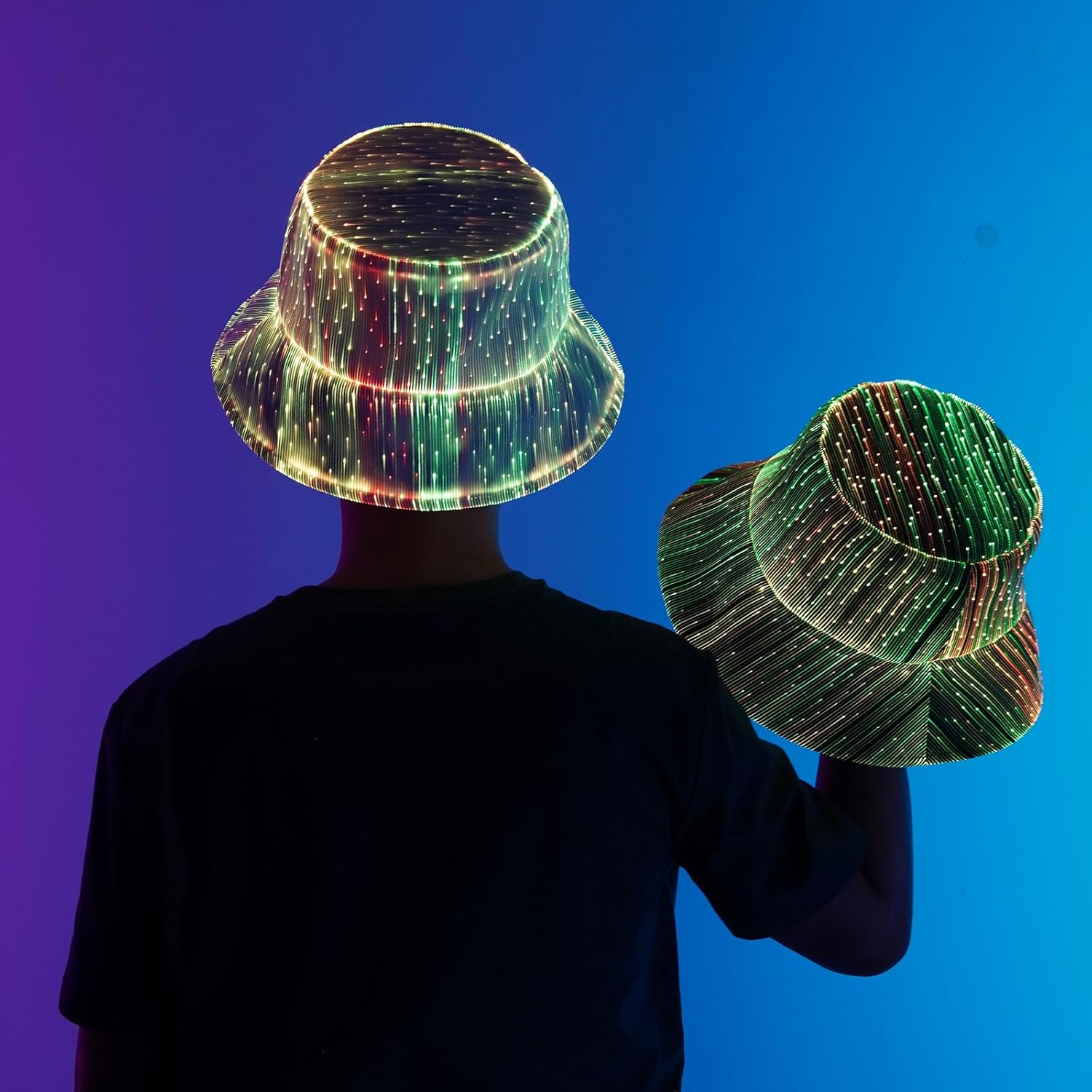 LED Rave Bucket Hat Light up Fisherman Cap 7 Colors Glow in the Dark Party Hats USB Rechargeable EDM Festival Gear - Image 4