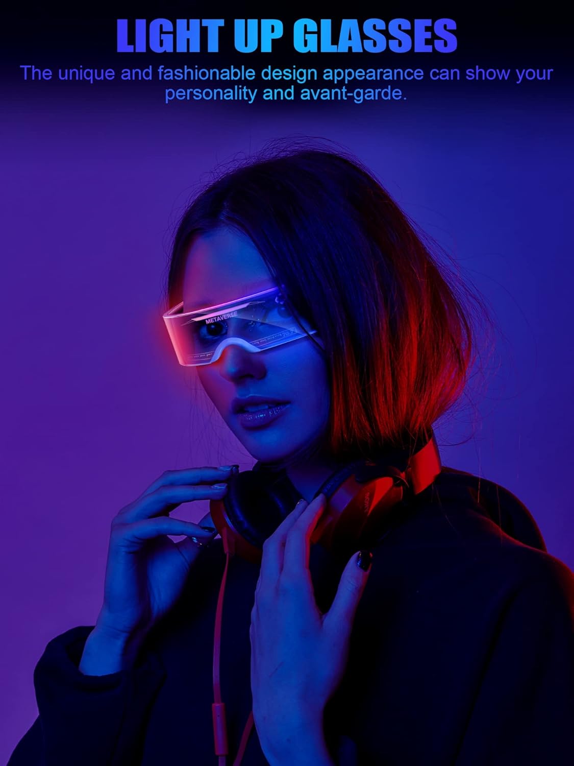 TOODOO 4 Pairs LED Visor Glasses Light up Glasses Futuristic Luminous Rave Glasses 7 Colors 4 Modes for Club Christmas Party - Image 6