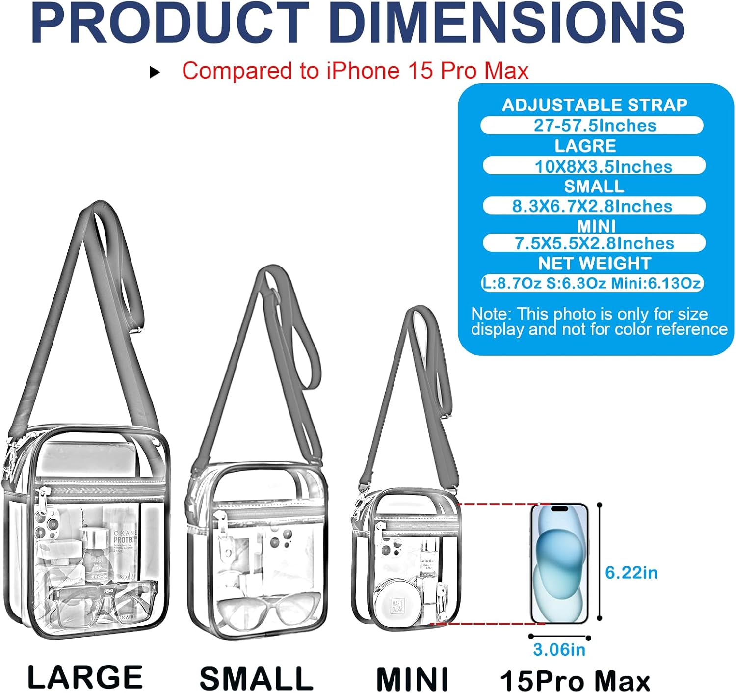 USPECLARE Clear Purse Stadium Approved CrossBody Bag for Men and Women - Image 3