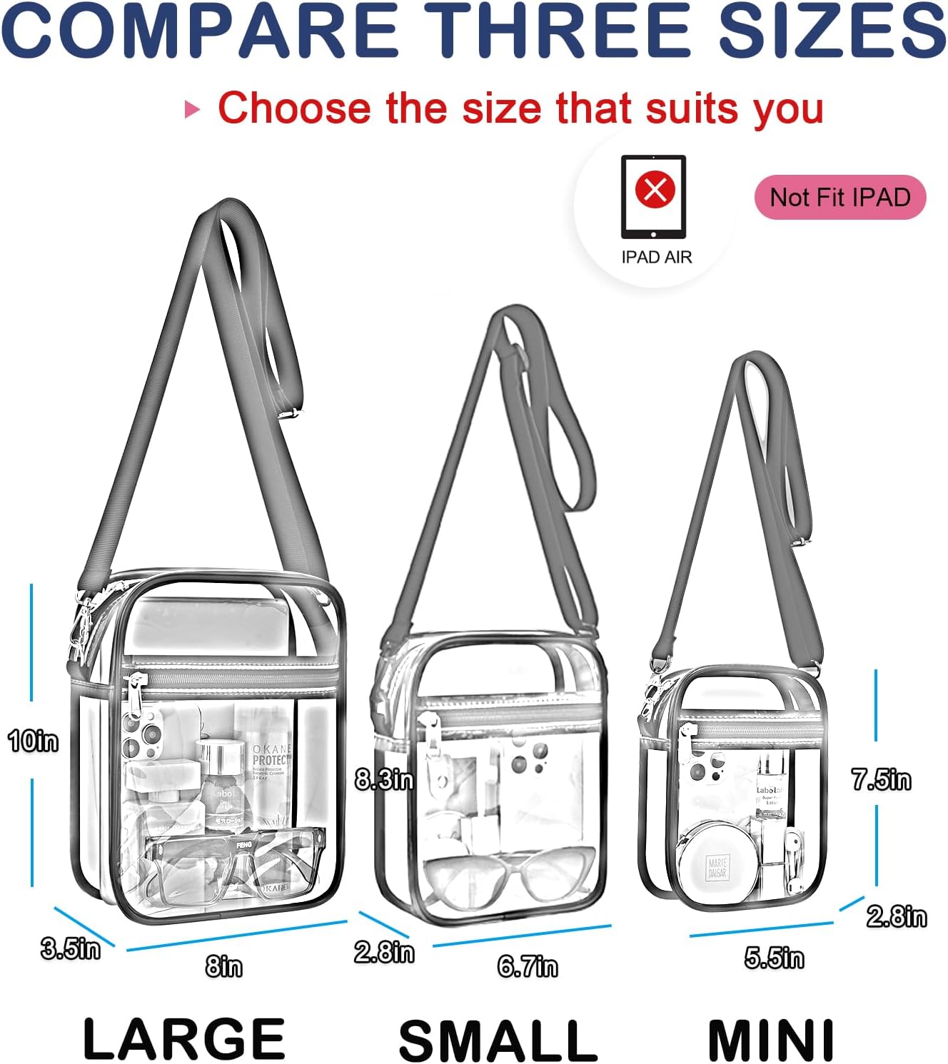 USPECLARE Clear Purse Stadium Approved CrossBody Bag for Men and Women - Image 2