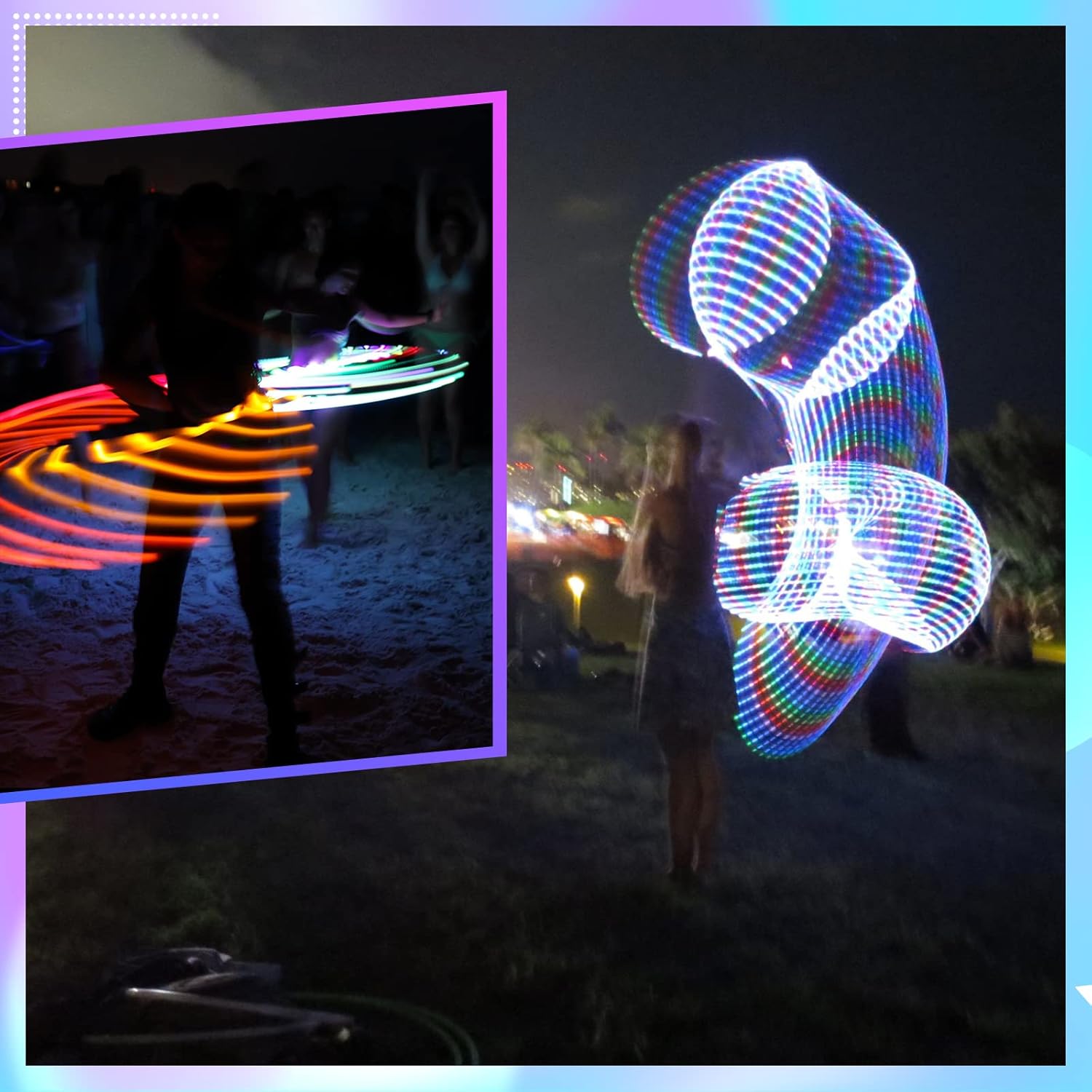 Jerify 8 Pack 36 Inch LED Light up Hoop for Kids Adults Children, Festival Accessories LED Glowing Lights Fitness Exercise Changing Exercise Glowing Hoop for Kids Dance Dark Fitness - Image 6