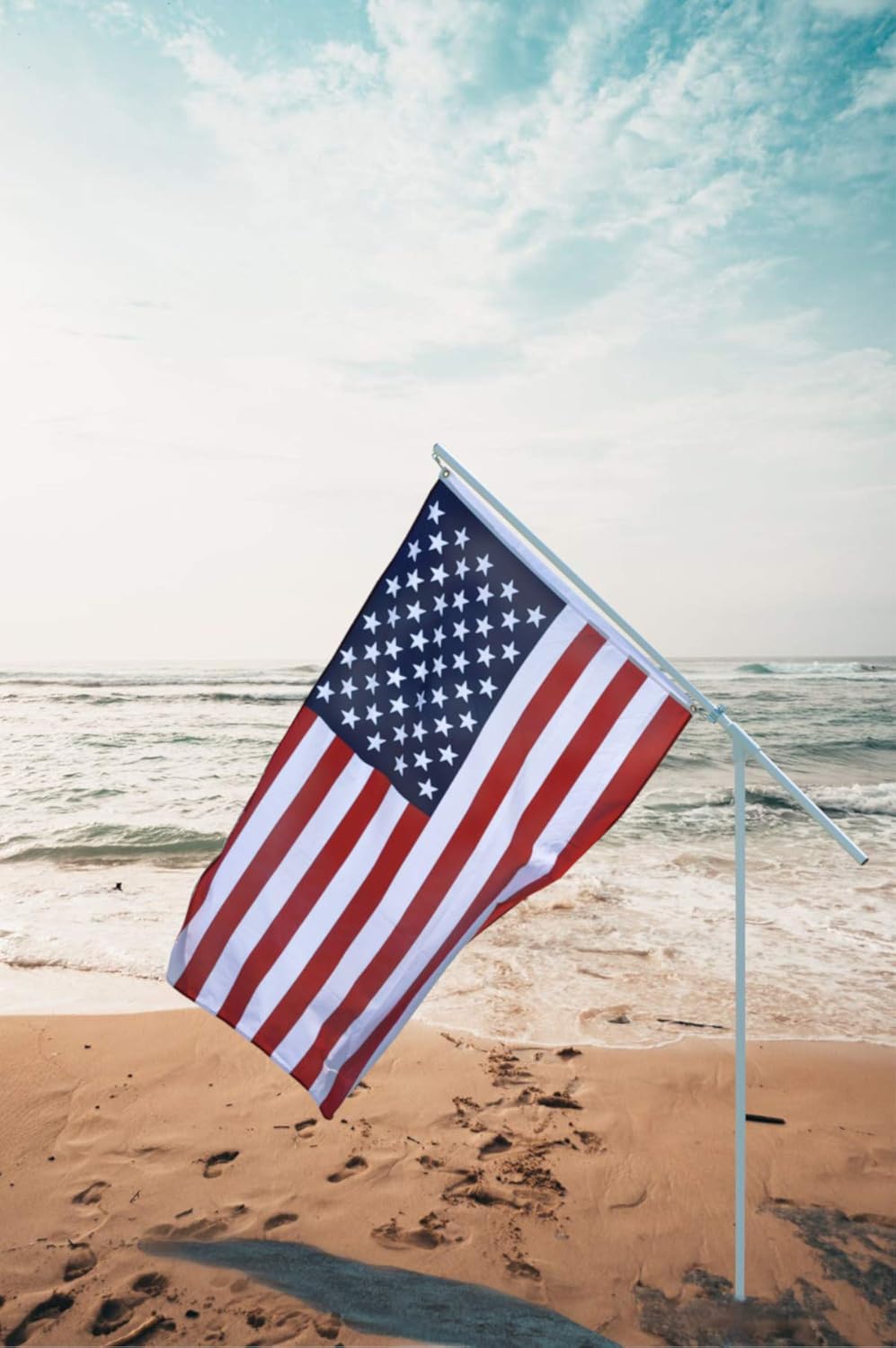 Portable Flag Pole - Premium Flagpole for Camping, The Beach, Tailgating, Includes 3x5 American Flag, Made of High Grade PVC - Image 3