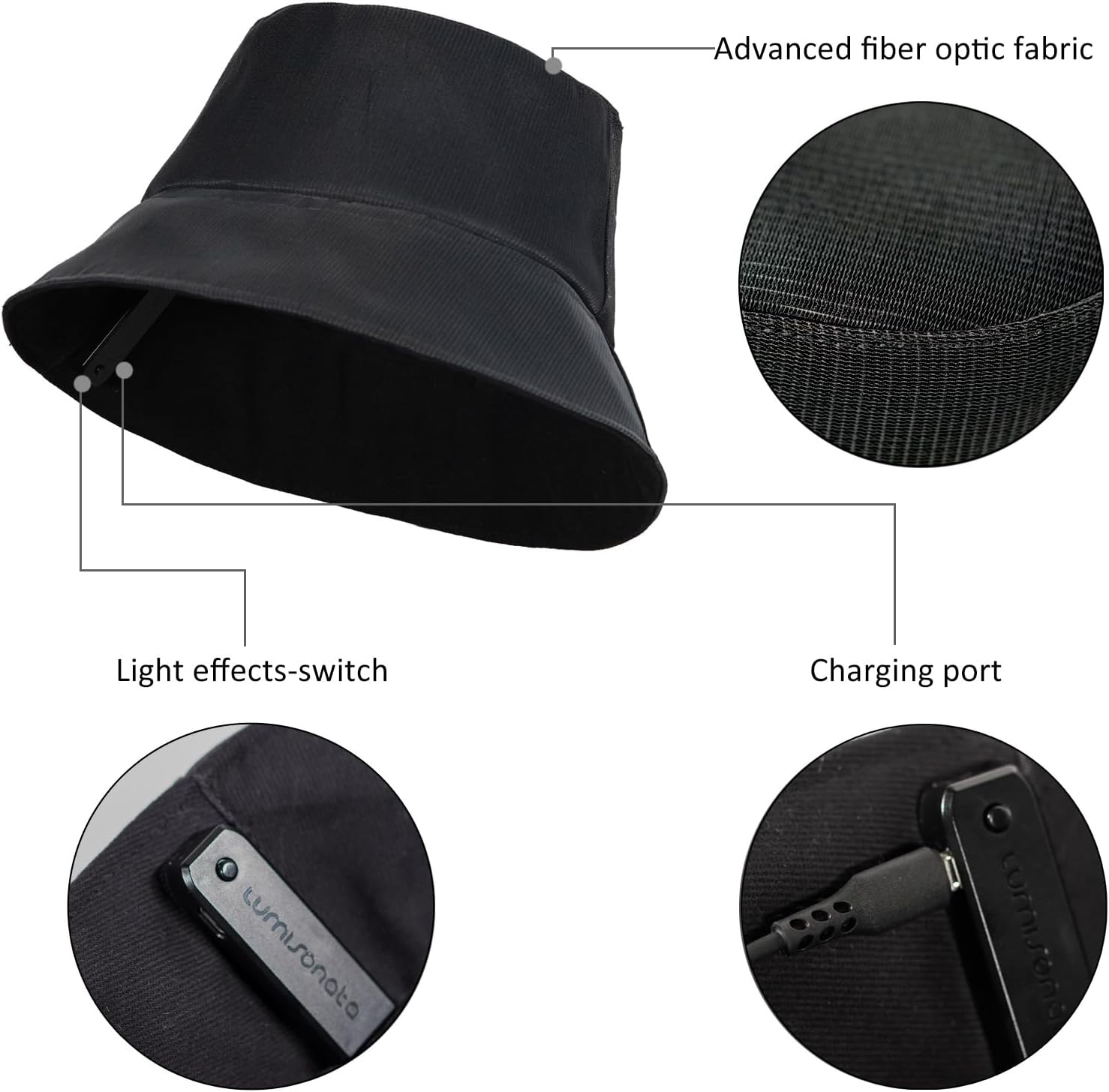 LED Rave Bucket Hat Light up Fisherman Cap 7 Colors Glow in the Dark Party Hats USB Rechargeable EDM Festival Gear - Image 6
