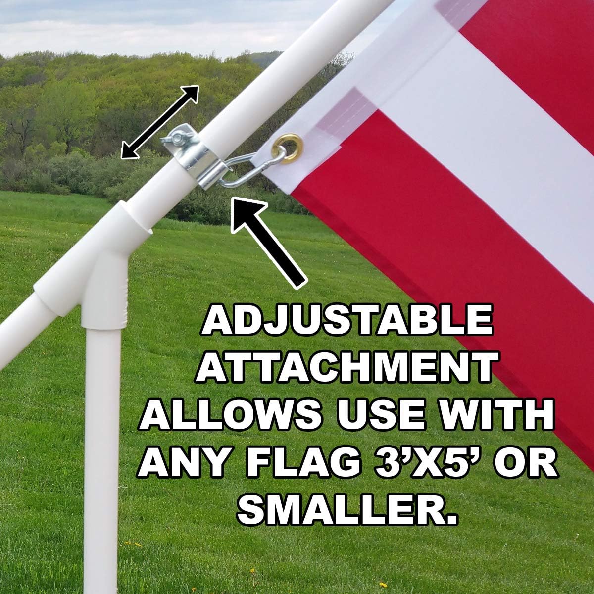 Portable Flag Pole - Premium Flagpole for Camping, The Beach, Tailgating, Includes 3x5 American Flag, Made of High Grade PVC - Image 4