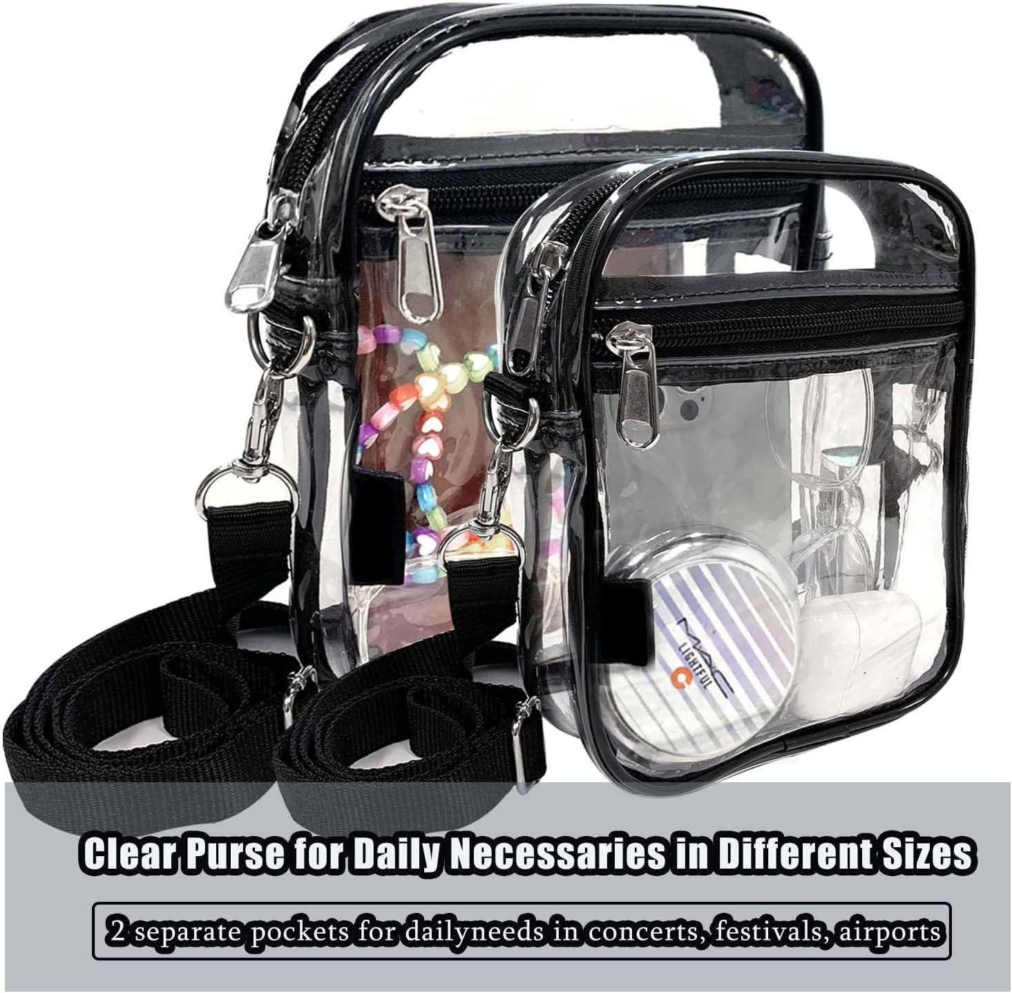 Fibrdoo Clear Crossbody Purse Bag, Clear Bag Stadium Approved with Front Pocket for Concerts Sports Festivals - Image 5