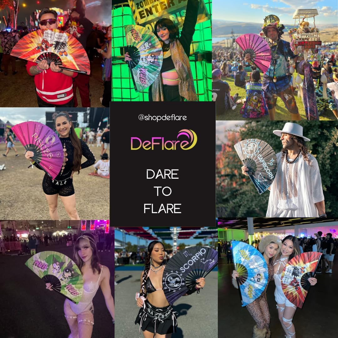DeFlare | Cosmic Zodiac Rave Fan | Zodiac Sign Hand Fan | Astrology Rave Fan | Hand Fan | Large Rave Fan | Large Clacking Fan - Image 7