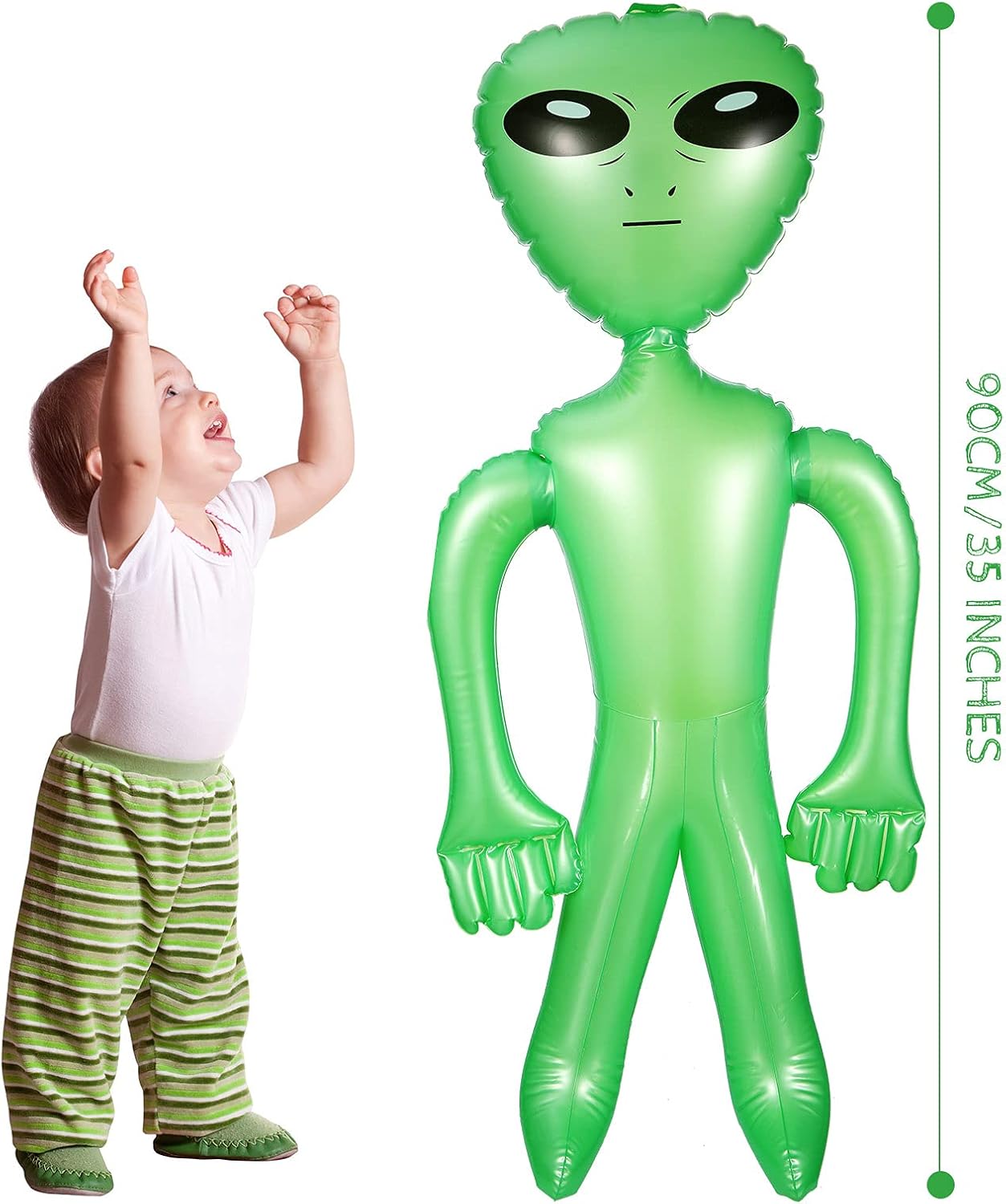 BBTO 3 Pcs Alien Inflates Inflatable Jumbo Alien Blow up Toy for Party Decorations, Halloween, Birthday, Theme Party(35 Inch,Green) - Image 2