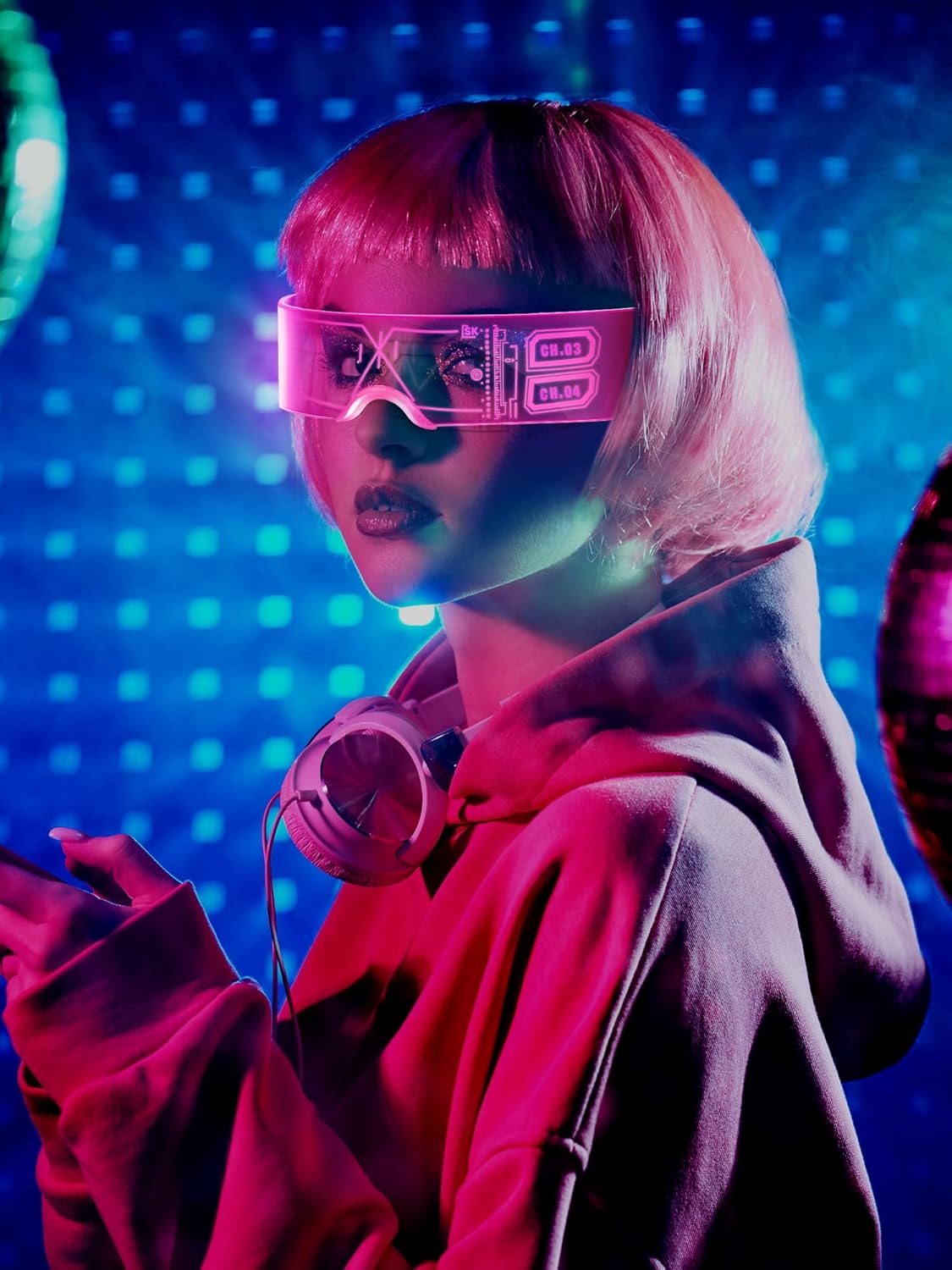 TOODOO 4 Pairs LED Visor Glasses Light up Glasses Futuristic Luminous Rave Glasses 7 Colors 4 Modes for Club Christmas Party - Image 7