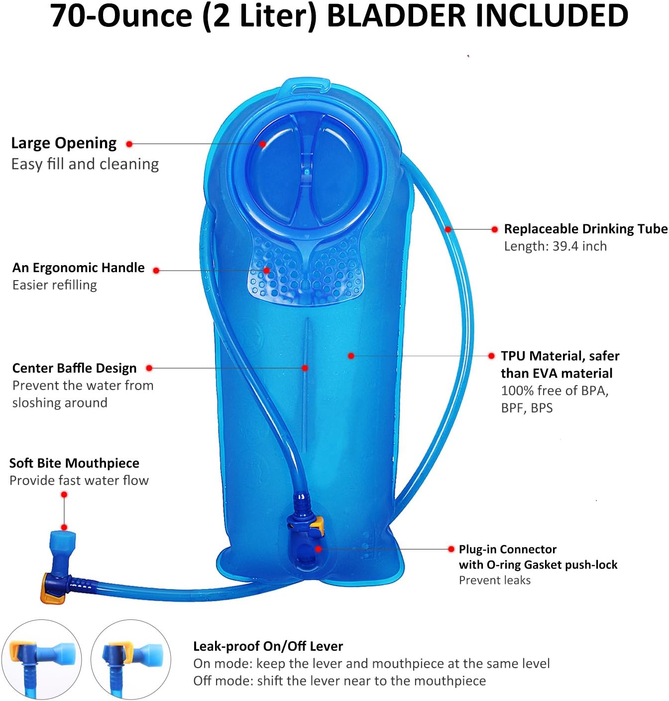 Unigear Hydration Pack Backpack with 70 oz 2L Water Bladder for Running, Hiking, Cycling, Climbing, Camping, Biking - Image 4