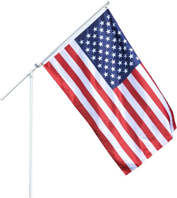 Portable Flag Pole – Premium Flagpole for Camping, The Beach, Tailgating, Includes 3×5 American Flag, Made of High Grade PVC