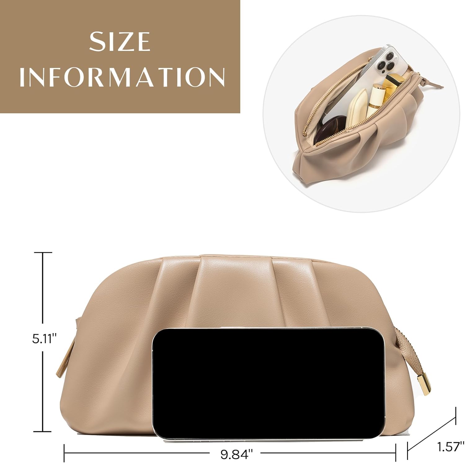 SWEETV Dressy Vegan Leather Clutch Purse for Women Formal, Soft Pleated PU Evening Clutch for Weddings, Proms, Cocktail-Gemma - Image 3