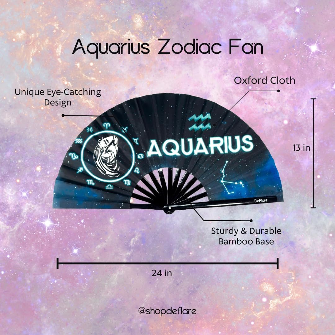 DeFlare | Cosmic Zodiac Rave Fan | Zodiac Sign Hand Fan | Astrology Rave Fan | Hand Fan | Large Rave Fan | Large Clacking Fan - Image 6