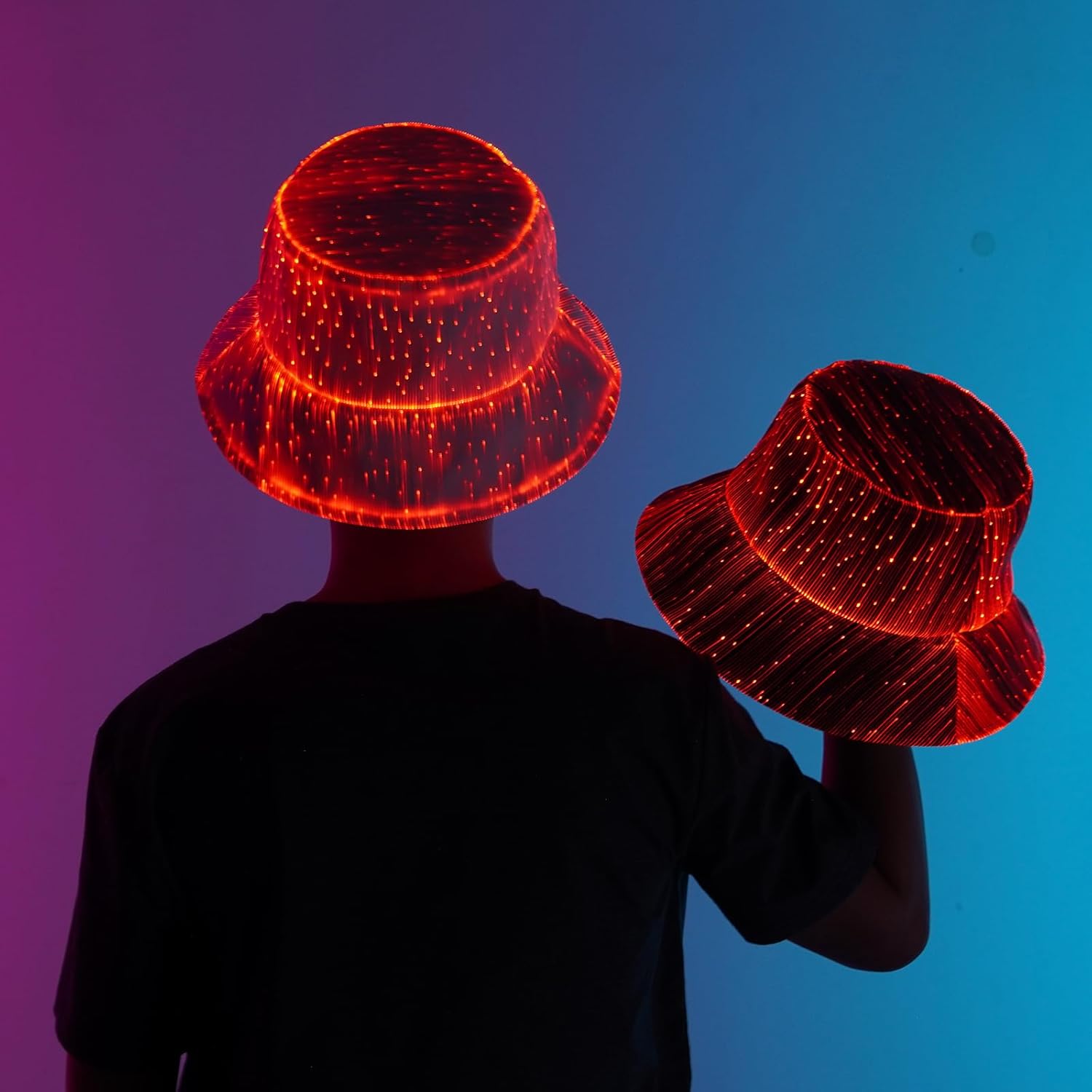 LED Rave Bucket Hat Light up Fisherman Cap 7 Colors Glow in the Dark Party Hats USB Rechargeable EDM Festival Gear - Image 4