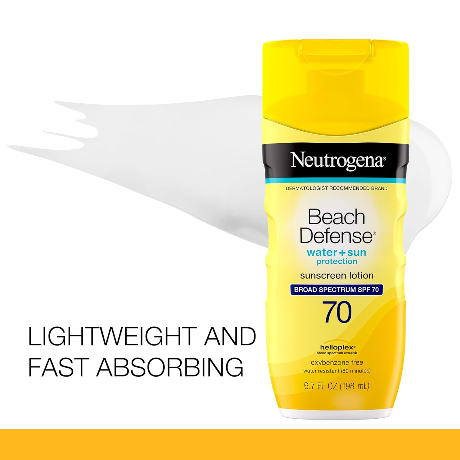 Neutrogena Sunscreen Lotion Beach Defense SPF 70, 6.7 fl oz, Face and Body Sunscreen, Oil Free, Fast Absorbing, Oxybenzone Free Sun Care - Image 2