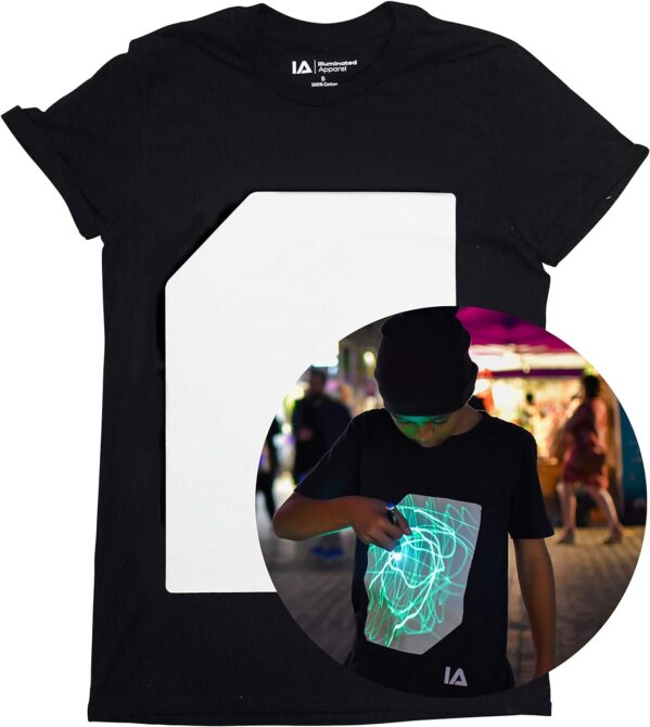 Illuminated Apparel Original Interactive Glow in The Dark T-Shirt – Fun for Birthday Parties & Festivals