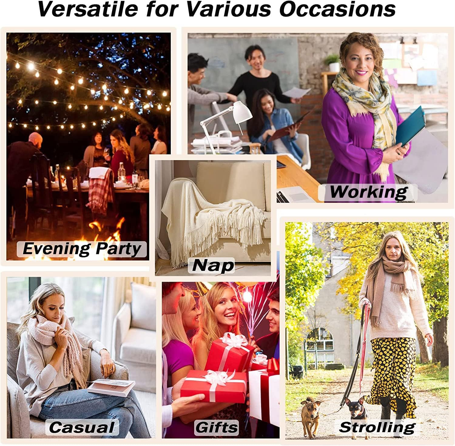 Ciormis Two Tone Silky Paisley Pashmina Shawl Scarf,Soft Women's Rave Jacquard Pashminas Wrap Scarves - Image 7