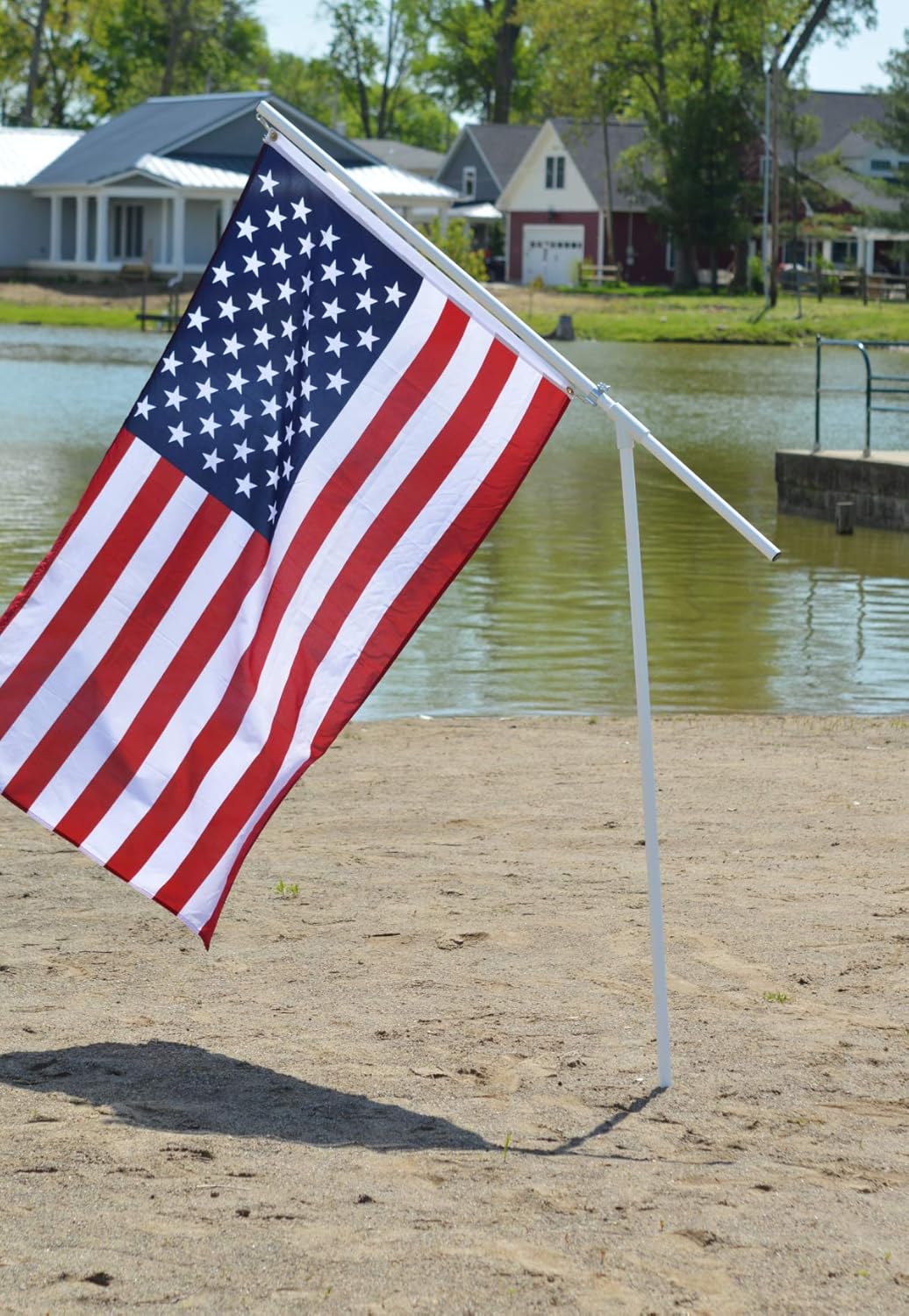 Portable Flag Pole - Premium Flagpole for Camping, The Beach, Tailgating, Includes 3x5 American Flag, Made of High Grade PVC - Image 6