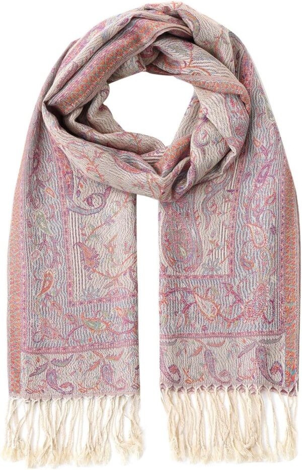 Umjetnost Womens Soft Silky Pashmina Rave Scarf Paisley Pattern Pashmina Shawl Wrap with Fringes