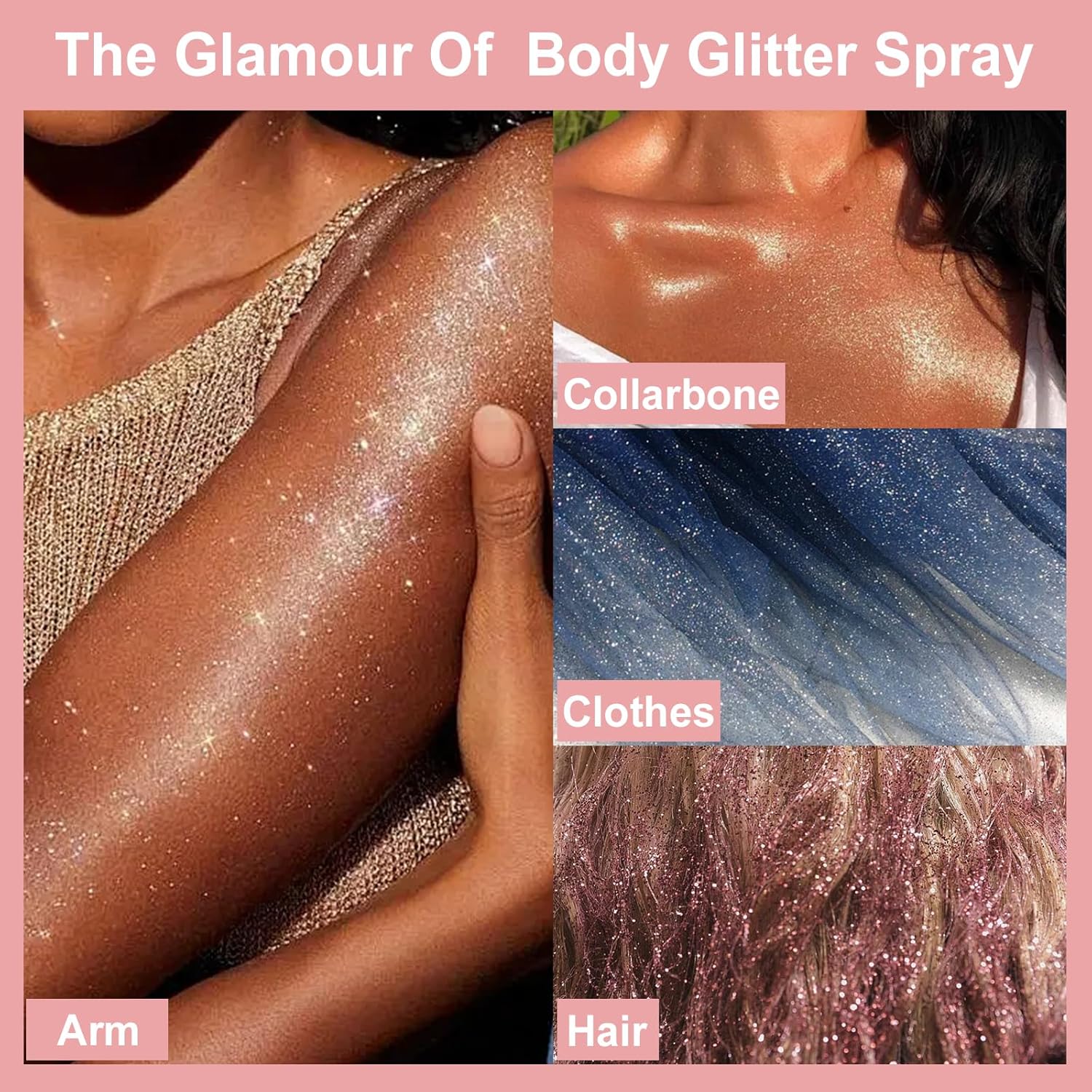Boko Body Glitter Spray, 60ML Holographic Silver Glitter Spray for Body Hair Clothes, Quick-Drying and Long-Lasting Glitter Hairspray Body Shiny for Festival Music Concert Party Rave Accessories - Image 5