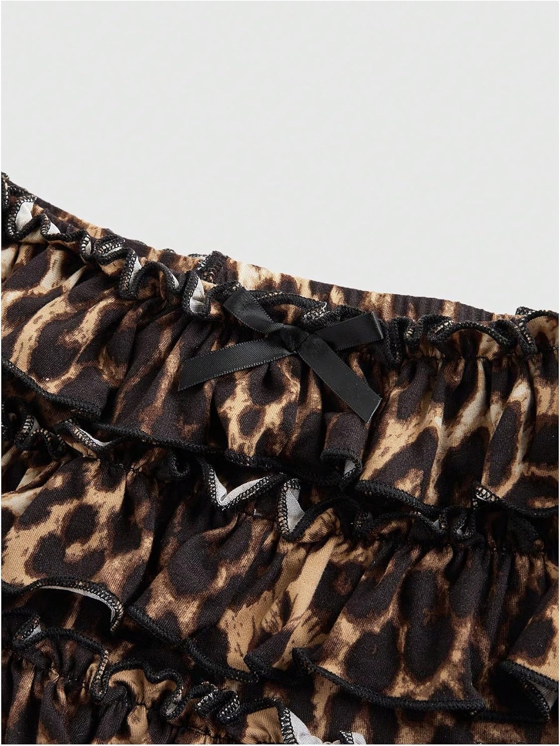 SweatyRocks Women's Y2K Skirts Sets Leopard Print Lace Halter Top and Layered Mini Skirt 2 Piece Outfit - Image 5