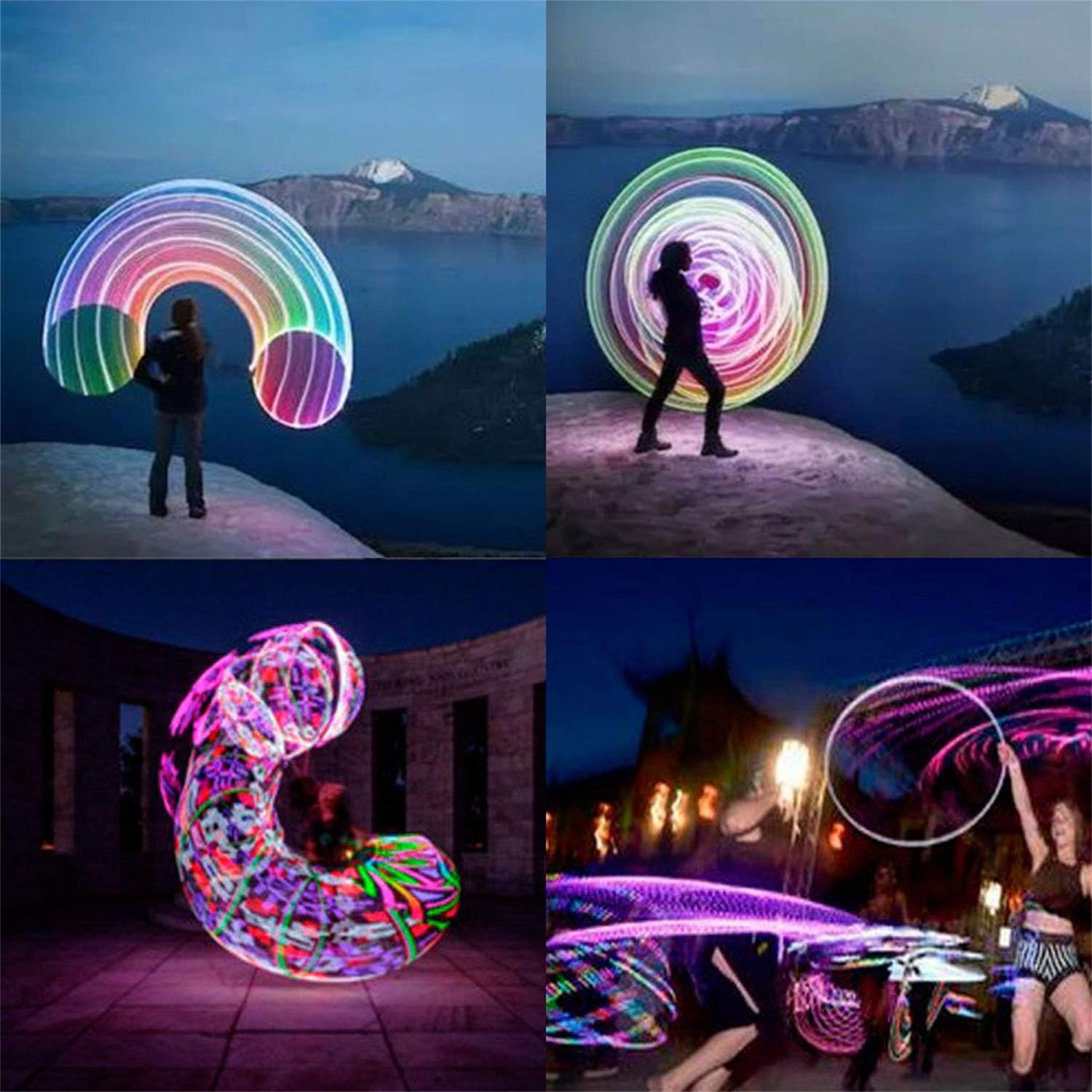 LED Hoop Dance Fitness Exercise Light Up Hoop for Kids & Adults, Auto Color Changing Strobe Glow Light, 36in (2 AA Batteries Needed, Not Included) - Image 2