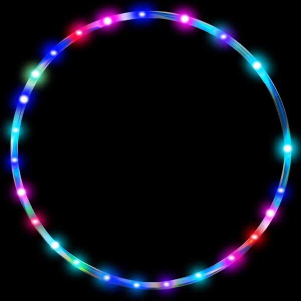 24Inch LED Glow Hoop for Kids – Color-Changing Exercise Equipment with Strobing Light Effects, Perfect for Dance & Fitness (60cm Size, Requires 2 AA Batteries Not Included)