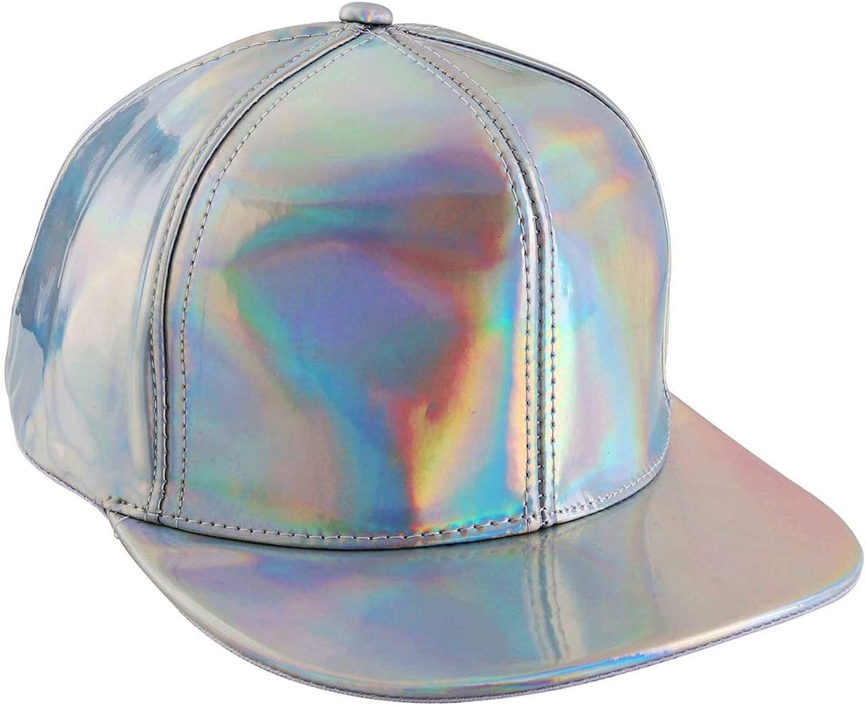 FALETO Adjustable Shiny Holographic Baseball Cap Rainbow Reflective Hip Hop Rave Hat Metallic Casual Cap - Image 7