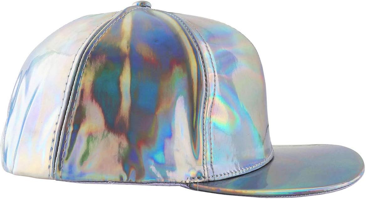 FALETO Adjustable Shiny Holographic Baseball Cap Rainbow Reflective Hip Hop Rave Hat Metallic Casual Cap - Image 8