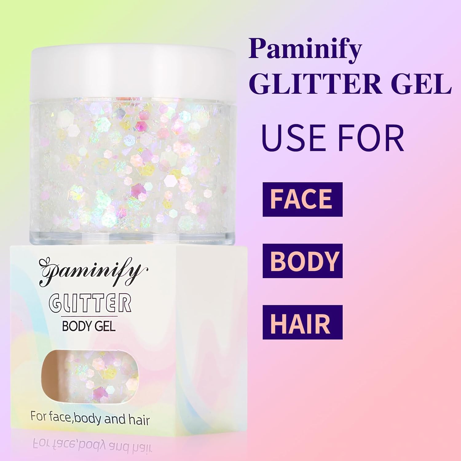 White Face Glitter Gel,Singer Concerts Festival Rave Accessories,Mermaid Body Glitter,Carnival Halloween Hair Glitter Sequins Face Glitter Paint Makeup,Sparkling Chunky for Women&Kids - Image 8