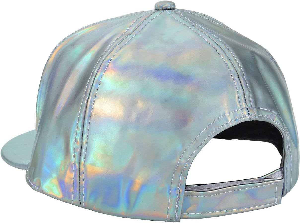 FALETO Adjustable Shiny Holographic Baseball Cap Rainbow Reflective Hip Hop Rave Hat Metallic Casual Cap - Image 5