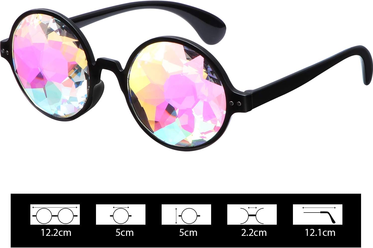 Yaomiao 3 Pieces Festival Kaleidoscope Rave Glasses Goggles Kaleidoscope Sunglasses Diffraction Glasses Prism Rainbow Sunglasses - Image 2