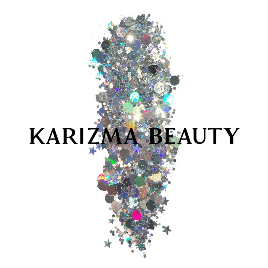 KARIZMA Holographic Silver Body Glitter - 10g Chunky Face, Hair, Eye & Body Glitter for Women - Rave & Festival Accessory - Image 2